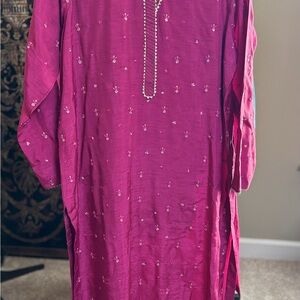 Pakistani 2 piece Elegant silk Pink Embroidered dress